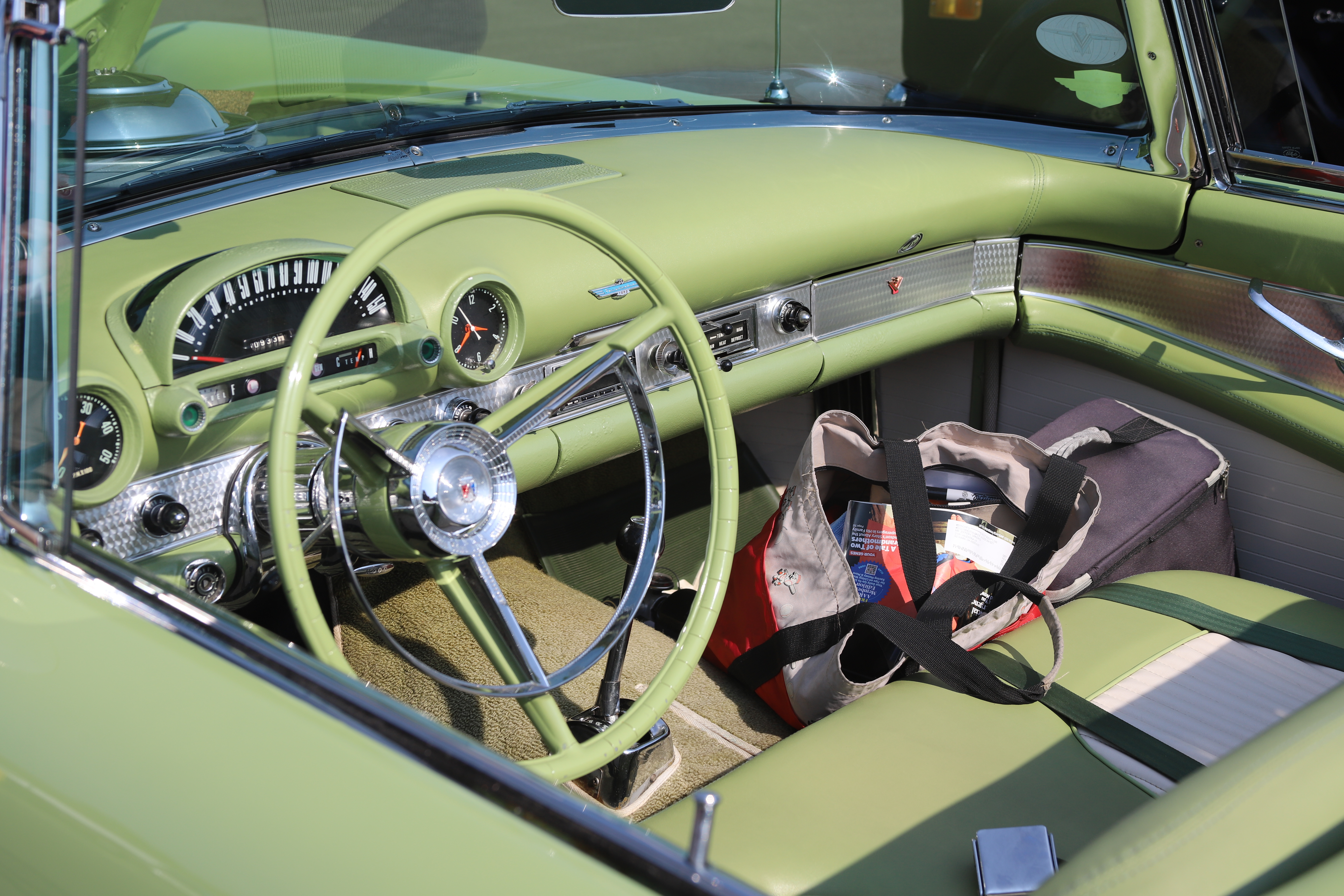 Award-winning classic cars lined up for recognition ceremony